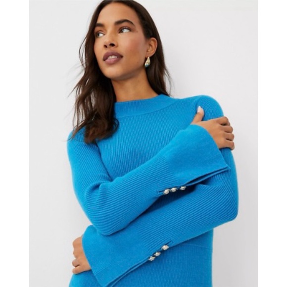 NWT Ann Taylor Ribbed Button Cuff Sweater Dress - Picture 2 of 14